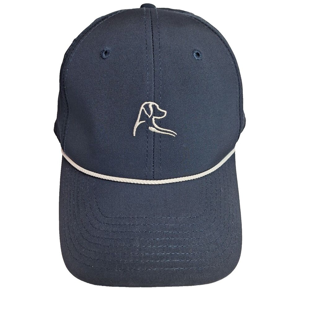 Rhoback Hat Cap Snapback Navy Blue Rope Logo Golf Performance Mens Athletic OSFM